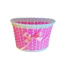 Корзина на руль А1 детская, плетеная, розовая, GD31-631