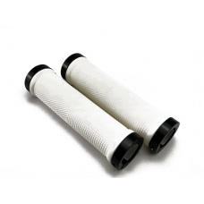 Грипсы с метал. зажимами, длина 129мм, белые, зажим черный Китай