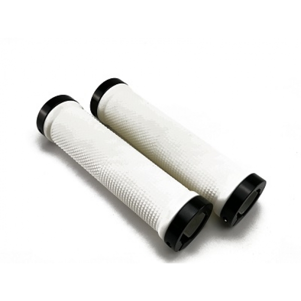 Грипсы с метал. зажимами, длина 129мм, белые, зажим черный Китай напрямую от производителя МотоВелоЗавод