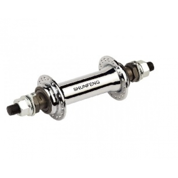 Втулка переднего колеса SHUNFENG SF-HB03,сталь,36H,100 мм,под гайку, хромированная напрямую от производителя МотоВелоЗавод